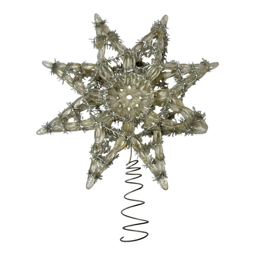 VTG Kurt Adler Snowflake Star Miniature Tree Topper Silver Garland Metal Coil